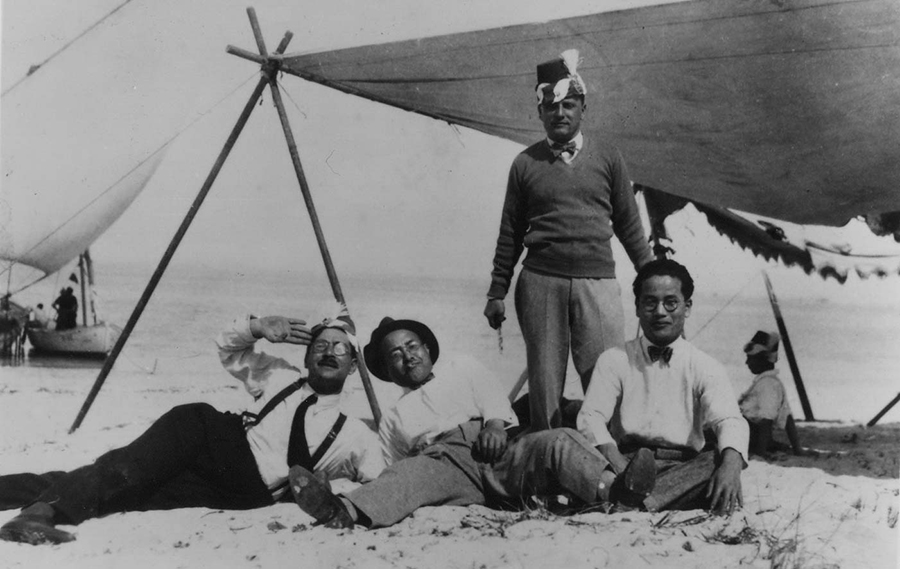 Joseph Cassuto and Friends at the Beach in Alexandria, Egypt. (1932)